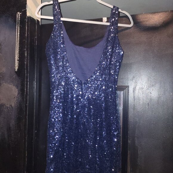 Navy Blue sequined mini dress - Picture 3 of 5